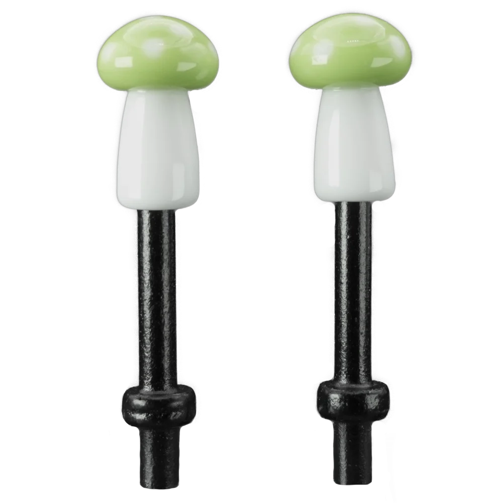 Pair Light Green White Mushrooms Cribbage Pegs B